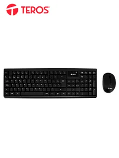 Kit teclado y mouse TEROS TE-4071S, inalámbrico, 2.4 GHz, acabado elegante, negro, español